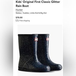 Hunter Kids' Original First Classic Glitter Rain Boot